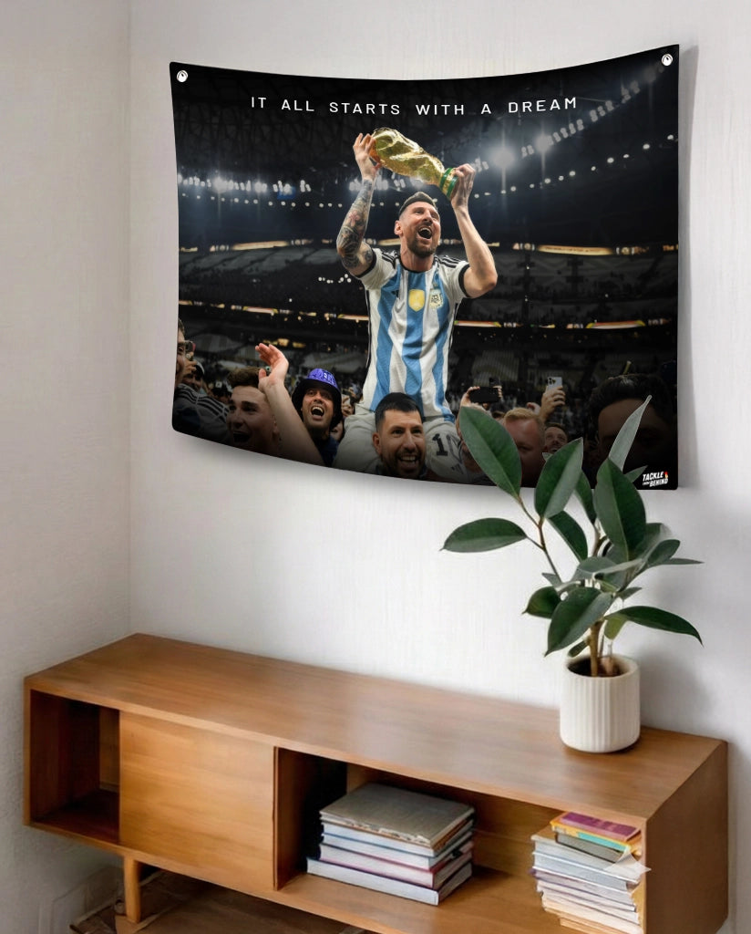 Messi World Cup Motivational Canvas Flag