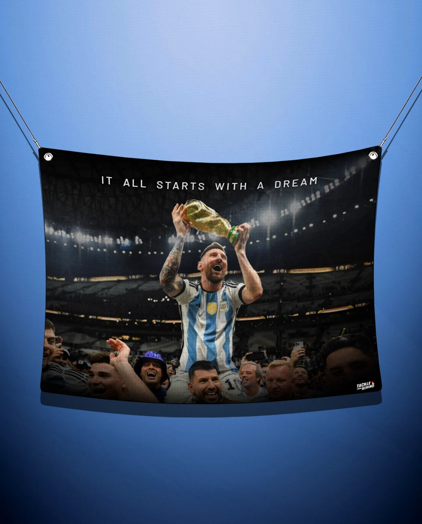 Messi World Cup Motivational Canvas Flag