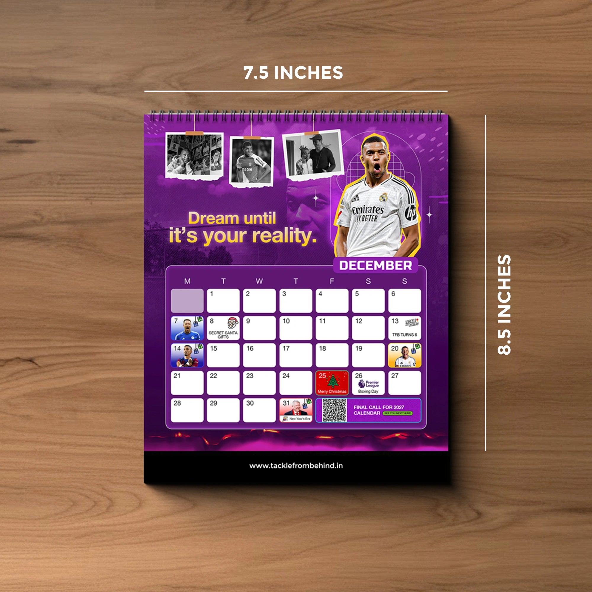 2026 Football Desk Calendar & Planner - Motivational